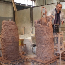 Alessandro Fagioli particolare fase di restauro statue Duomo Aosta 4